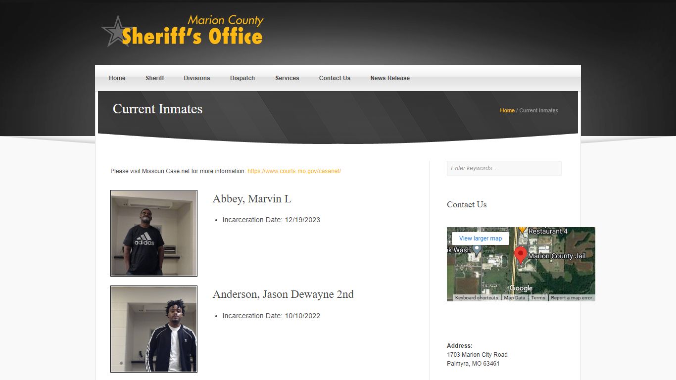 Current Inmates ‹ Marion County MO Sheriff's Office